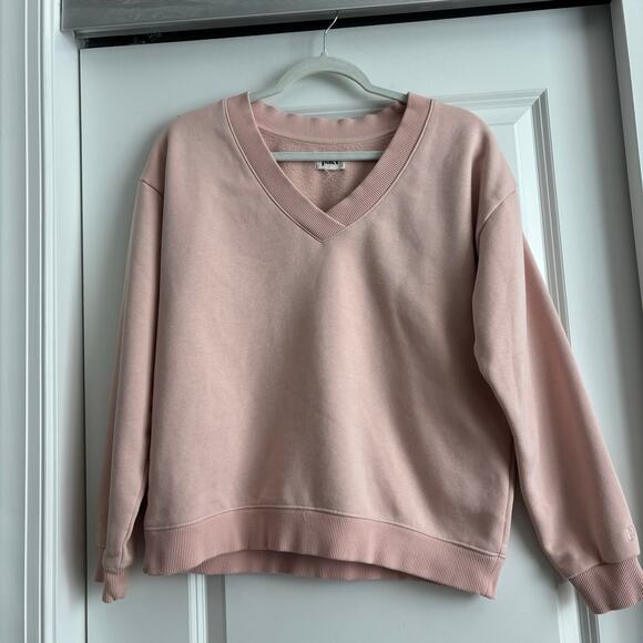 Pact Tops - Pact V-Neck Courtside Sweatshirt Sz Medium Pink Organic Cotton Sustainable